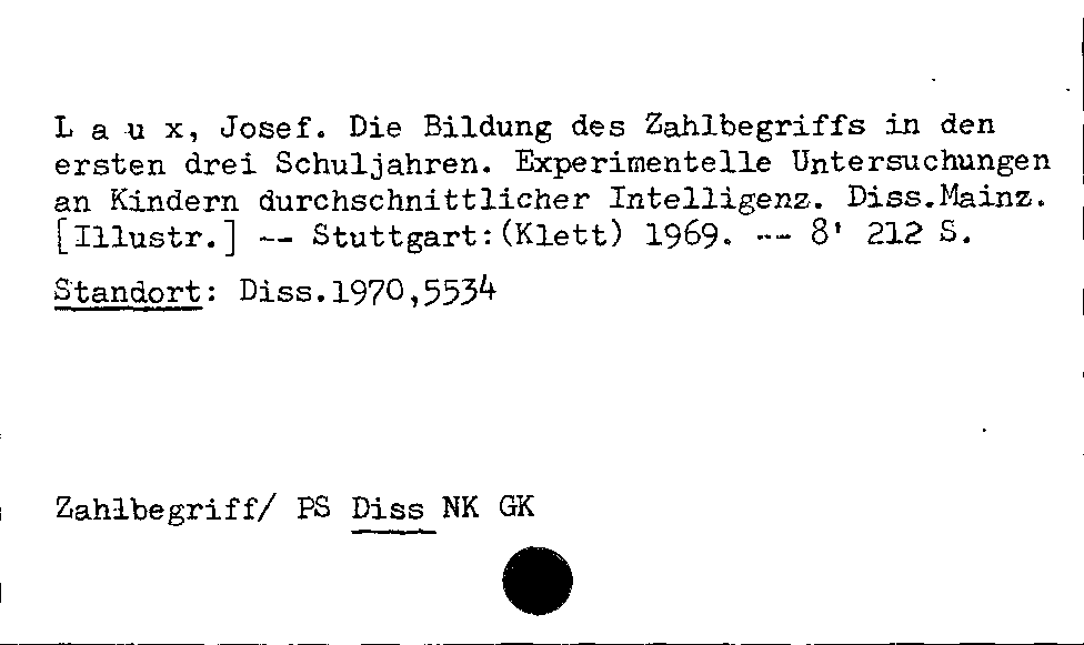 [Katalogkarte Dissertationenkatalog bis 1980]