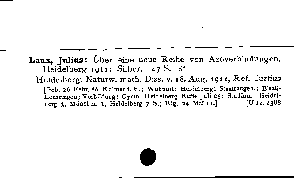 [Katalogkarte Dissertationenkatalog bis 1980]