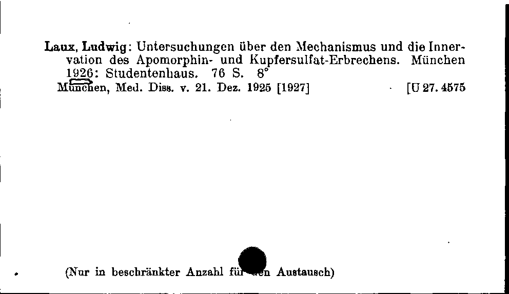 [Katalogkarte Dissertationenkatalog bis 1980]