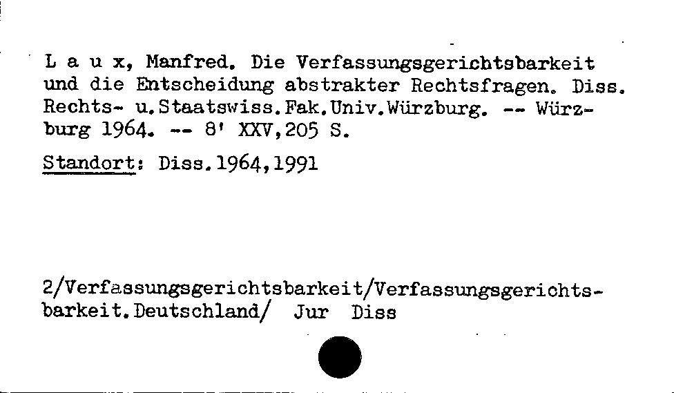 [Katalogkarte Dissertationenkatalog bis 1980]