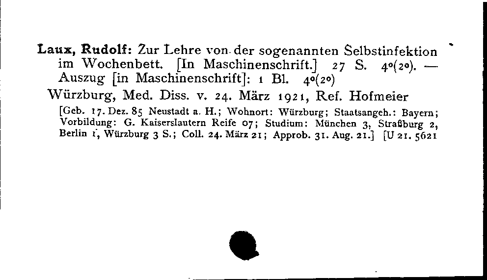 [Katalogkarte Dissertationenkatalog bis 1980]