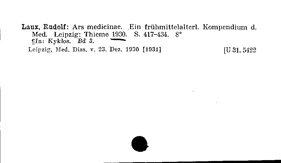 [Katalogkarte Dissertationenkatalog bis 1980]