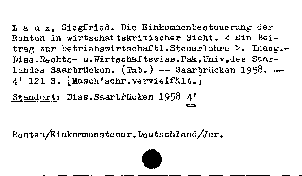 [Katalogkarte Dissertationenkatalog bis 1980]