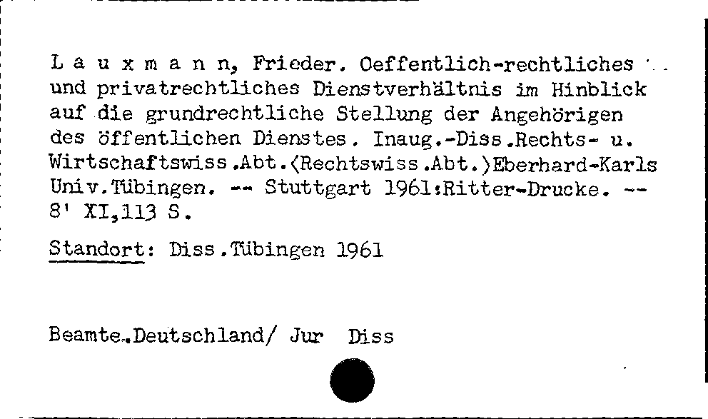 [Katalogkarte Dissertationenkatalog bis 1980]