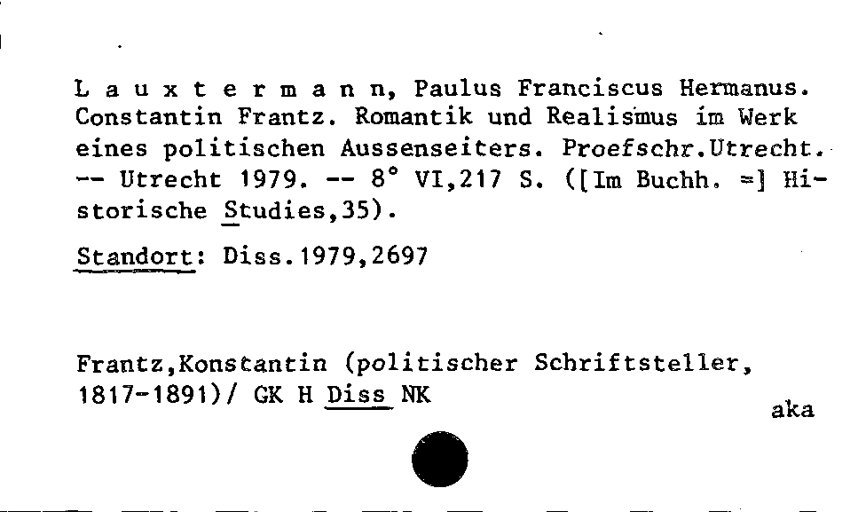 [Katalogkarte Dissertationenkatalog bis 1980]