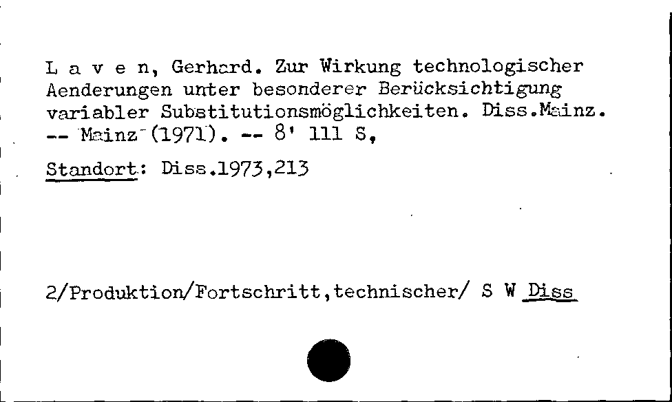 [Katalogkarte Dissertationenkatalog bis 1980]