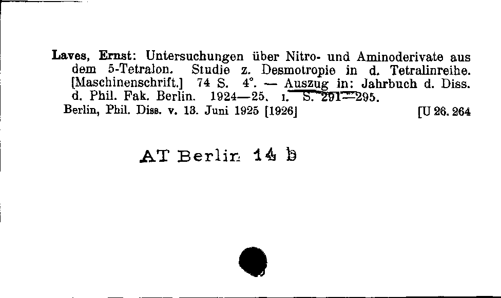 [Katalogkarte Dissertationenkatalog bis 1980]