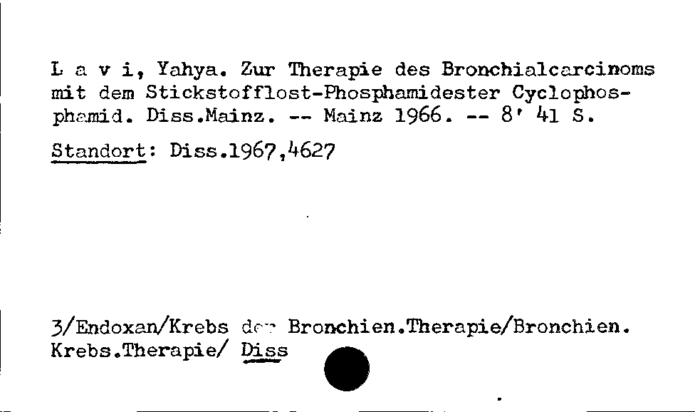 [Katalogkarte Dissertationenkatalog bis 1980]