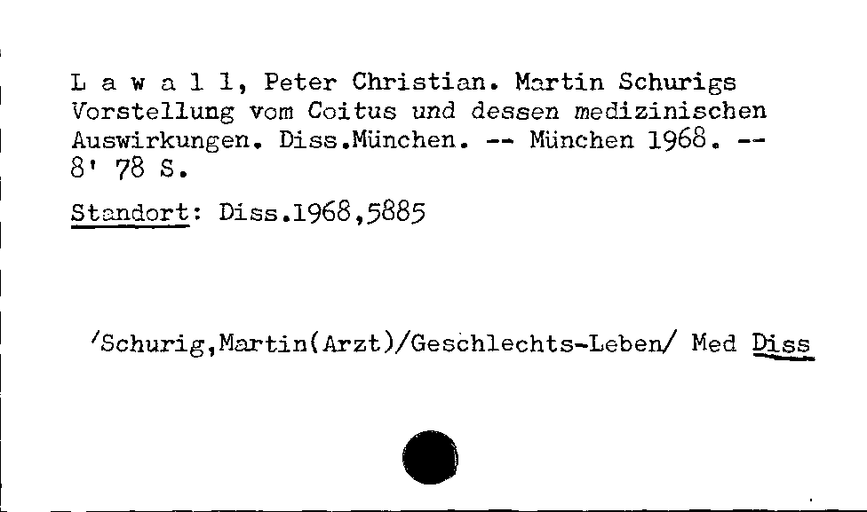 [Katalogkarte Dissertationenkatalog bis 1980]