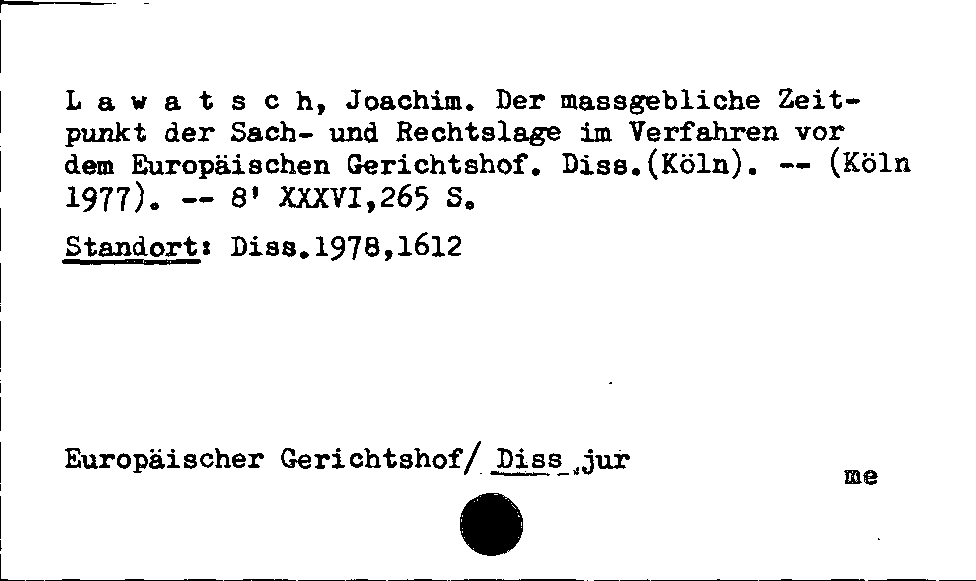 [Katalogkarte Dissertationenkatalog bis 1980]