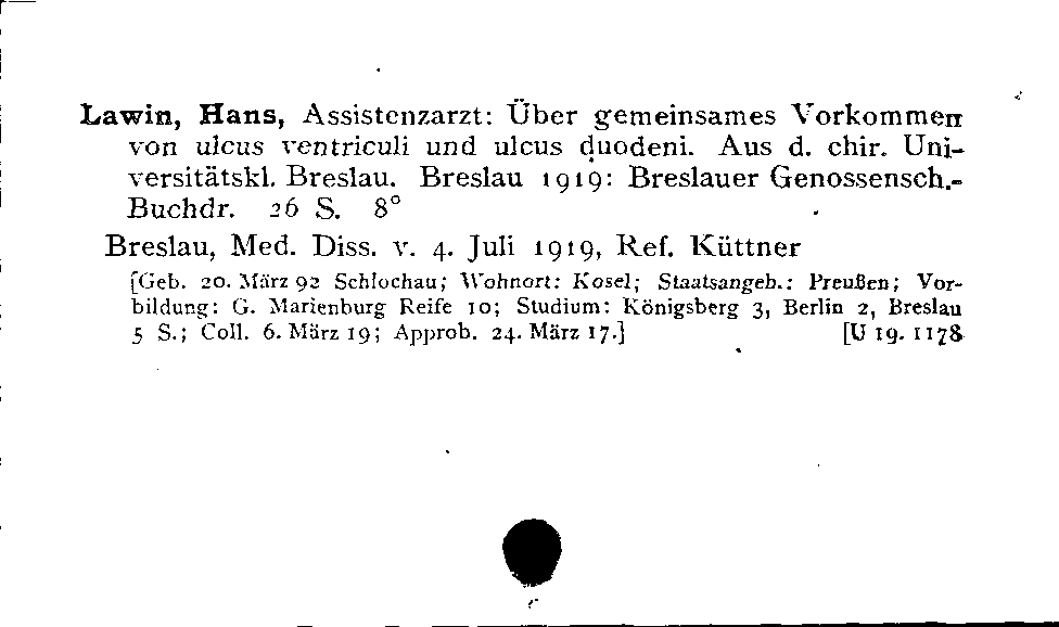 [Katalogkarte Dissertationenkatalog bis 1980]