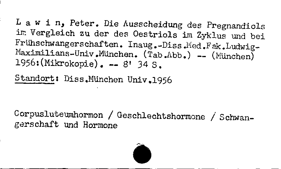 [Katalogkarte Dissertationenkatalog bis 1980]