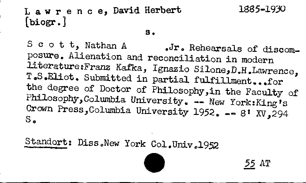 [Katalogkarte Dissertationenkatalog bis 1980]