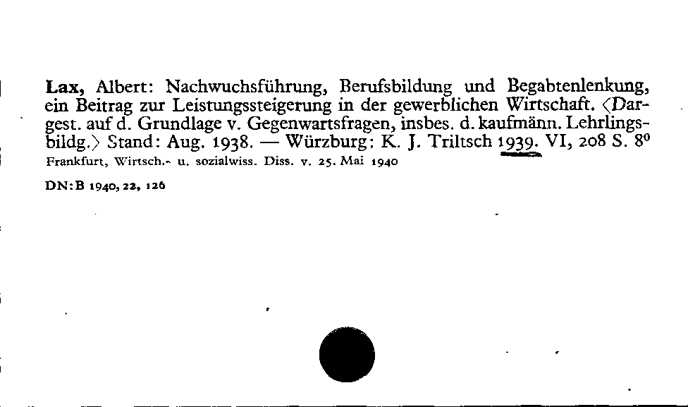 [Katalogkarte Dissertationenkatalog bis 1980]