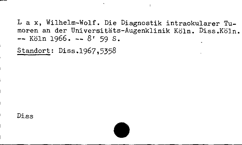 [Katalogkarte Dissertationenkatalog bis 1980]