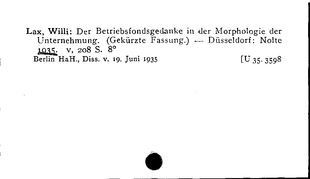 [Katalogkarte Dissertationenkatalog bis 1980]