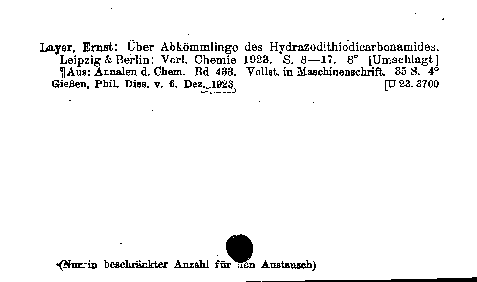 [Katalogkarte Dissertationenkatalog bis 1980]