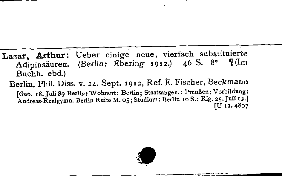 [Katalogkarte Dissertationenkatalog bis 1980]