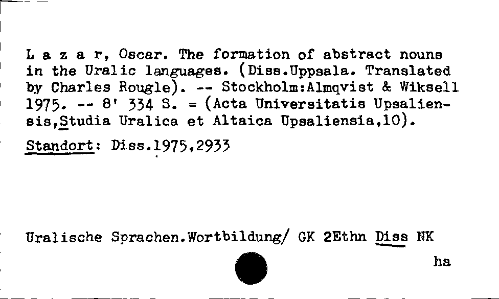 [Katalogkarte Dissertationenkatalog bis 1980]