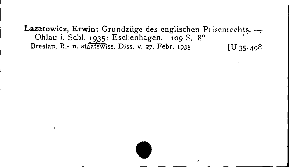 [Katalogkarte Dissertationenkatalog bis 1980]