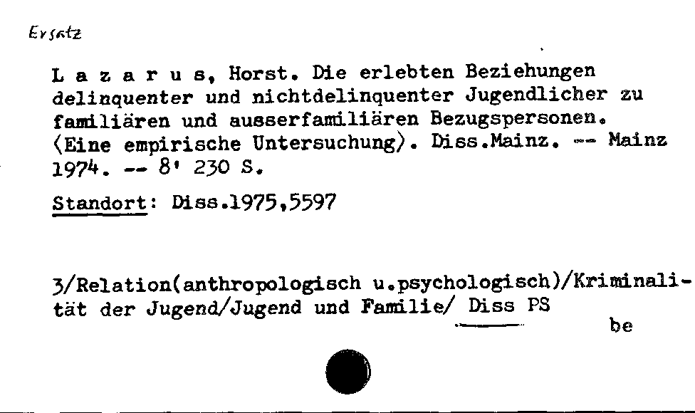 [Katalogkarte Dissertationenkatalog bis 1980]