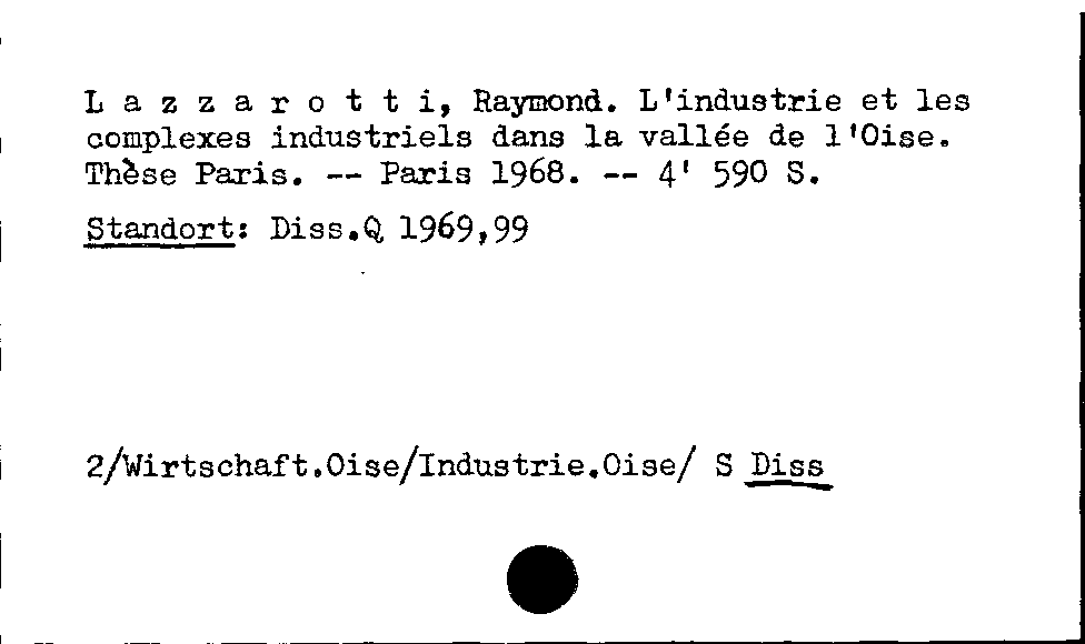 [Katalogkarte Dissertationenkatalog bis 1980]