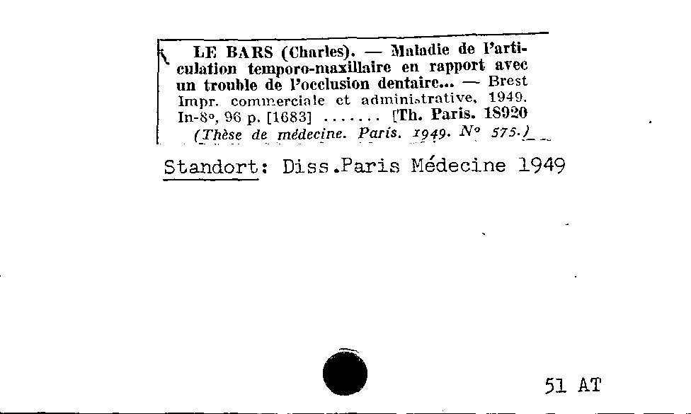 [Katalogkarte Dissertationenkatalog bis 1980]