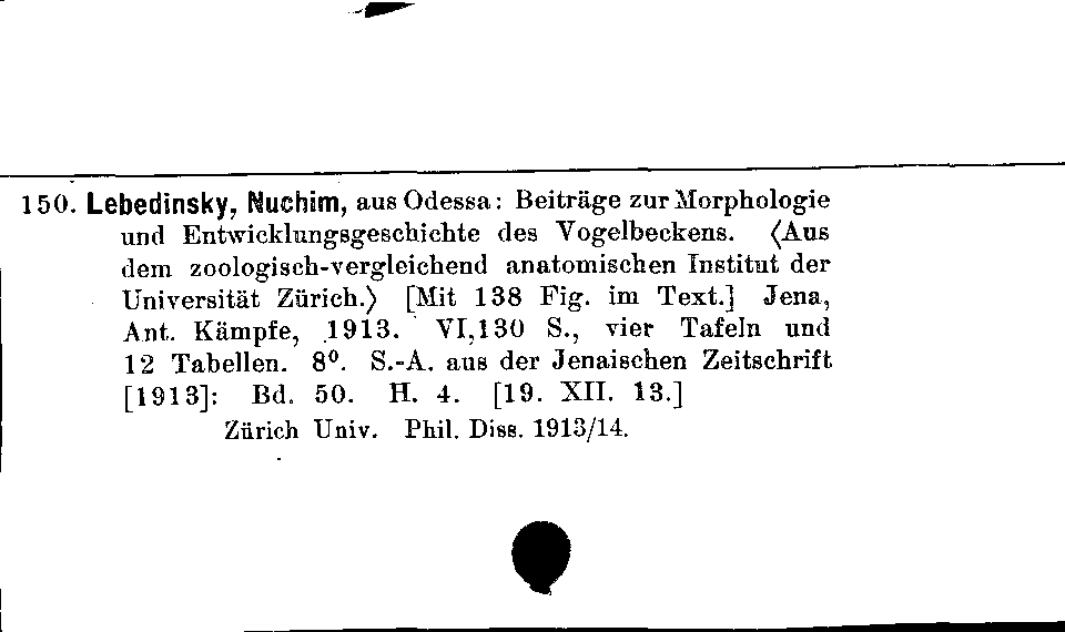 [Katalogkarte Dissertationenkatalog bis 1980]