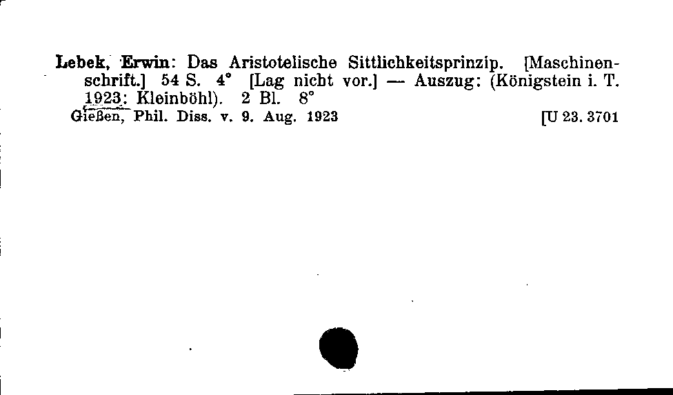 [Katalogkarte Dissertationenkatalog bis 1980]