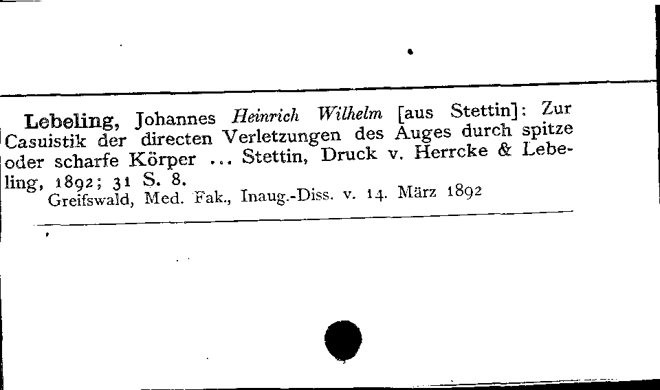 [Katalogkarte Dissertationenkatalog bis 1980]