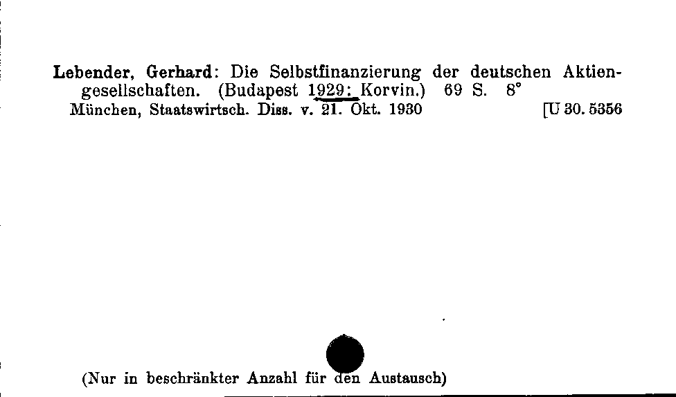 [Katalogkarte Dissertationenkatalog bis 1980]