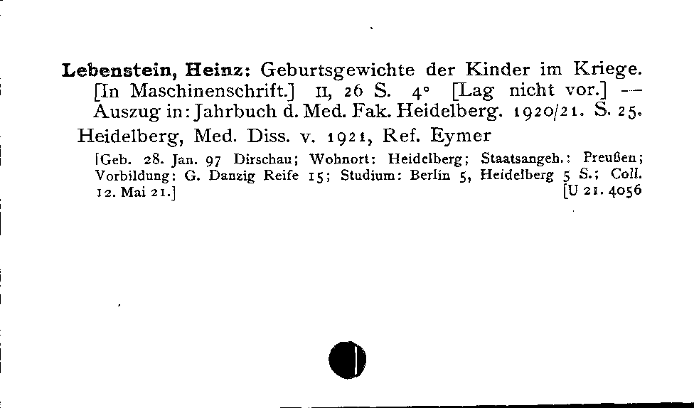 [Katalogkarte Dissertationenkatalog bis 1980]