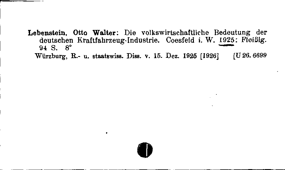 [Katalogkarte Dissertationenkatalog bis 1980]