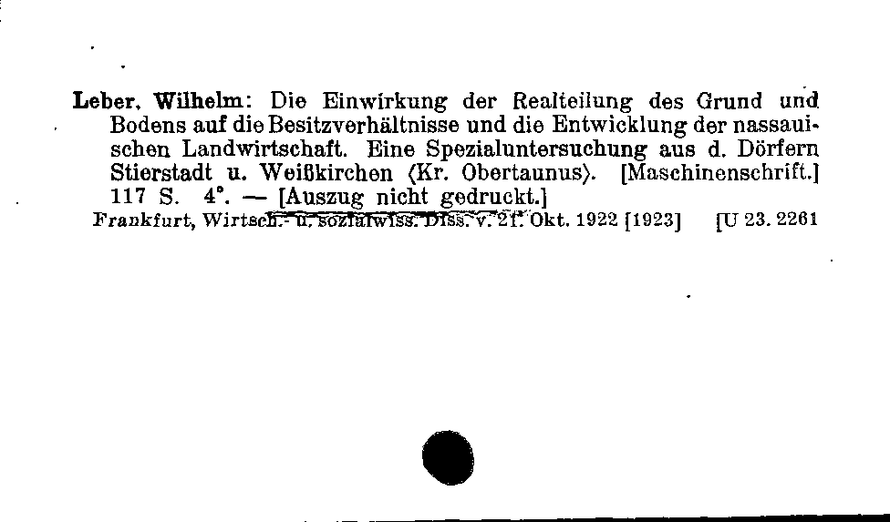 [Katalogkarte Dissertationenkatalog bis 1980]