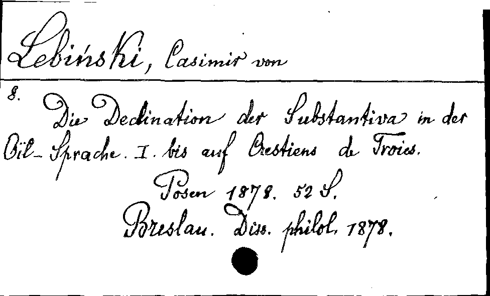 [Katalogkarte Dissertationenkatalog bis 1980]