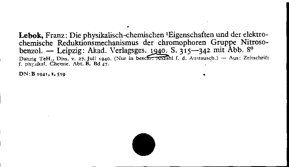 [Katalogkarte Dissertationenkatalog bis 1980]