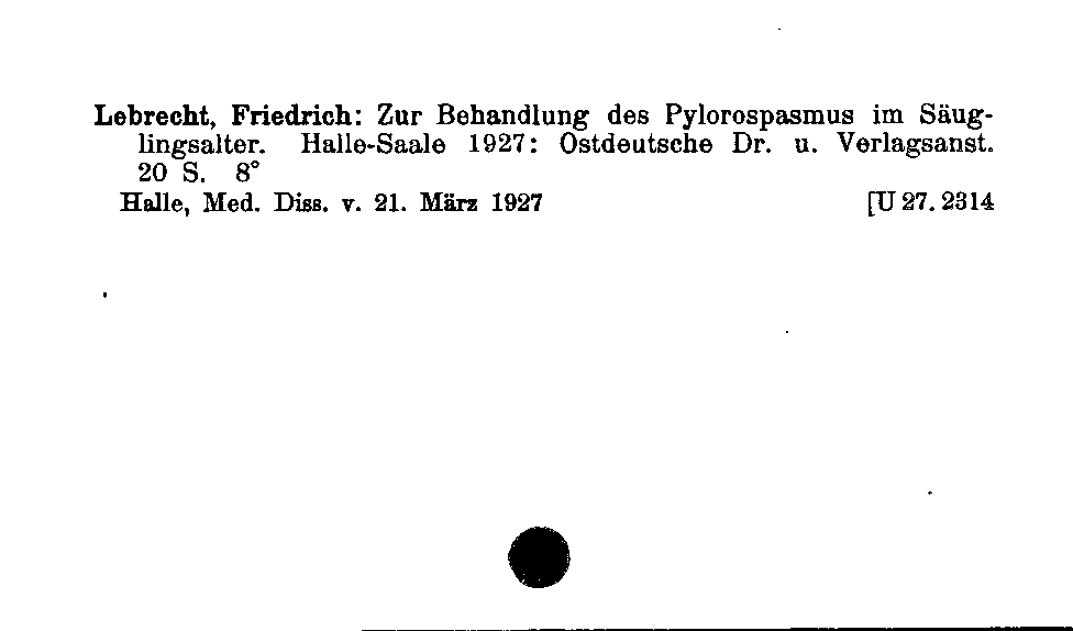 [Katalogkarte Dissertationenkatalog bis 1980]