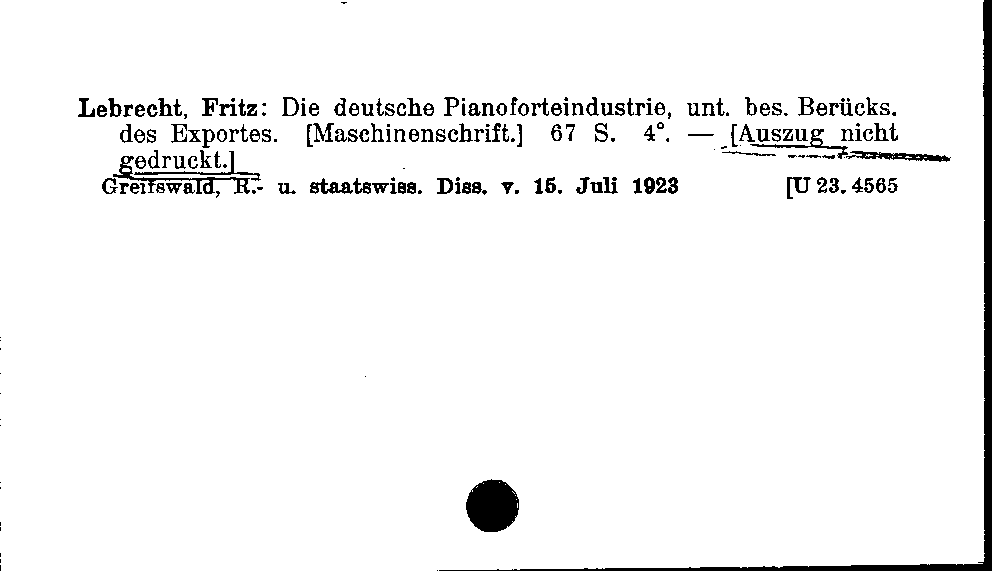 [Katalogkarte Dissertationenkatalog bis 1980]