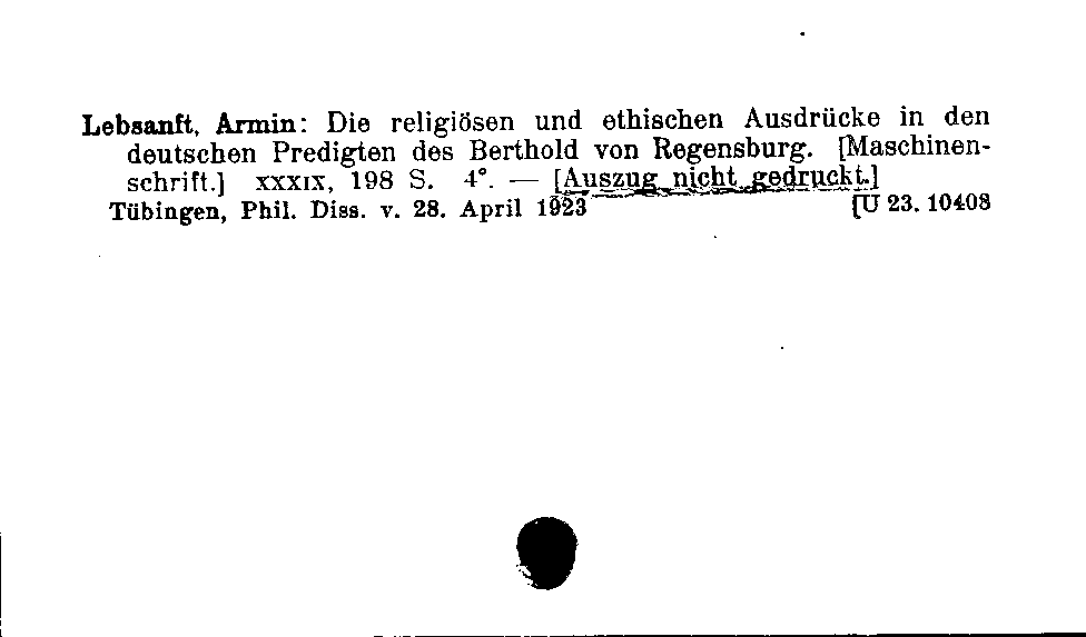 [Katalogkarte Dissertationenkatalog bis 1980]