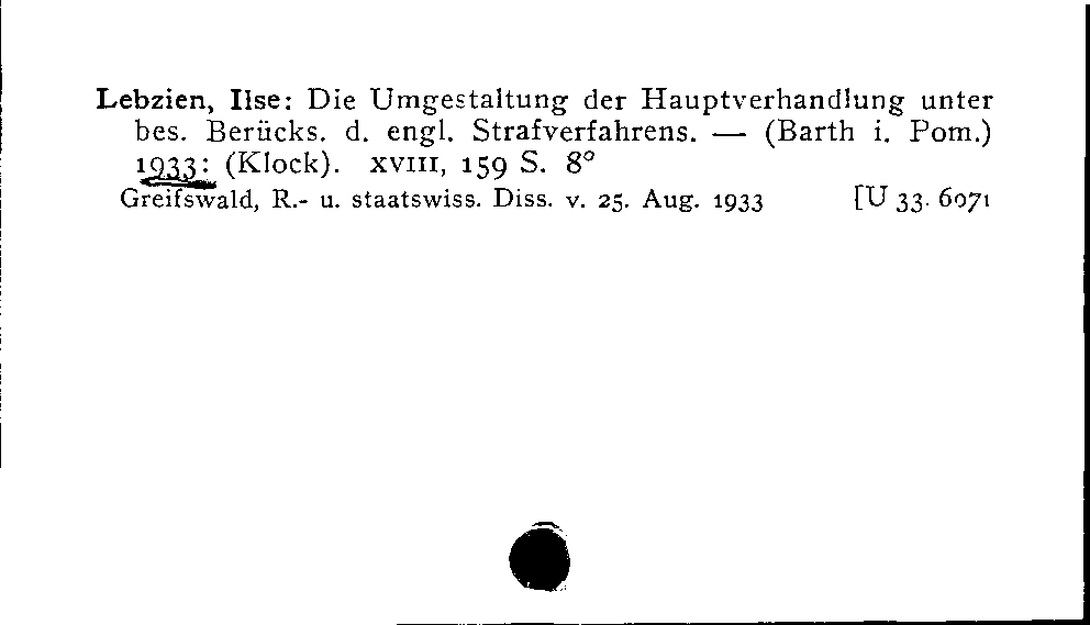 [Katalogkarte Dissertationenkatalog bis 1980]