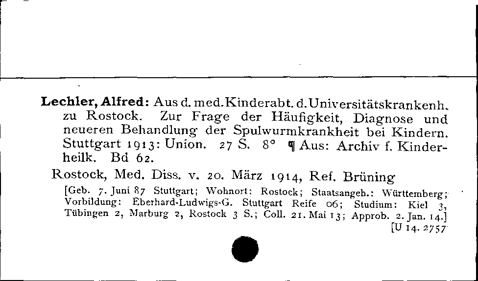 [Katalogkarte Dissertationenkatalog bis 1980]