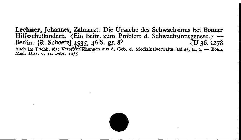 [Katalogkarte Dissertationenkatalog bis 1980]