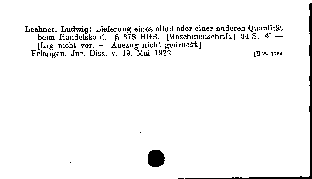 [Katalogkarte Dissertationenkatalog bis 1980]