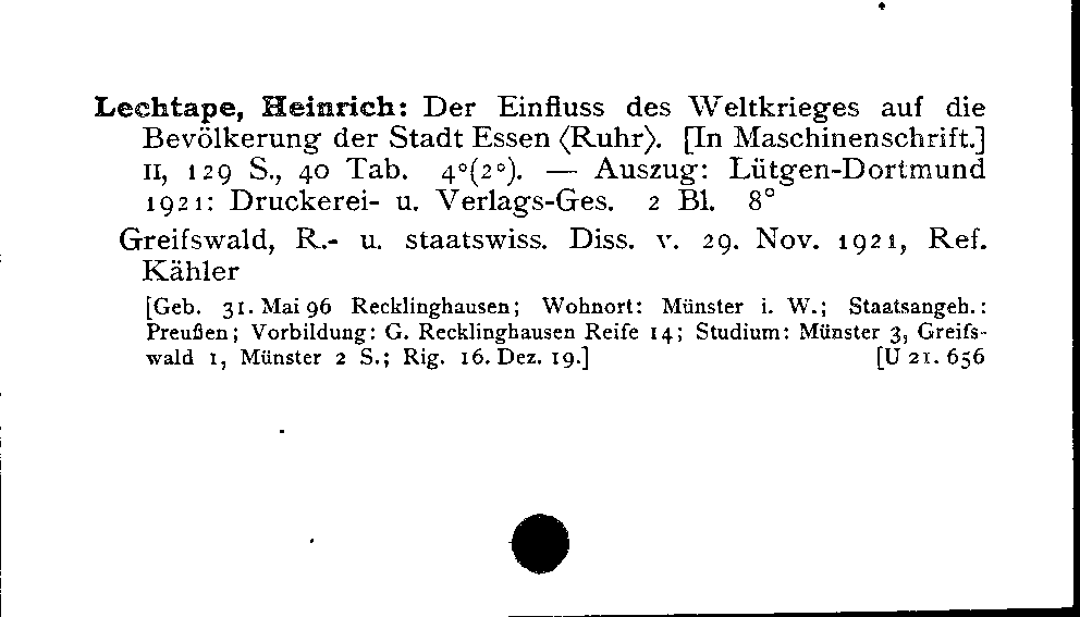 [Katalogkarte Dissertationenkatalog bis 1980]