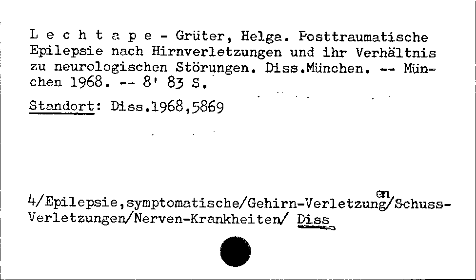 [Katalogkarte Dissertationenkatalog bis 1980]