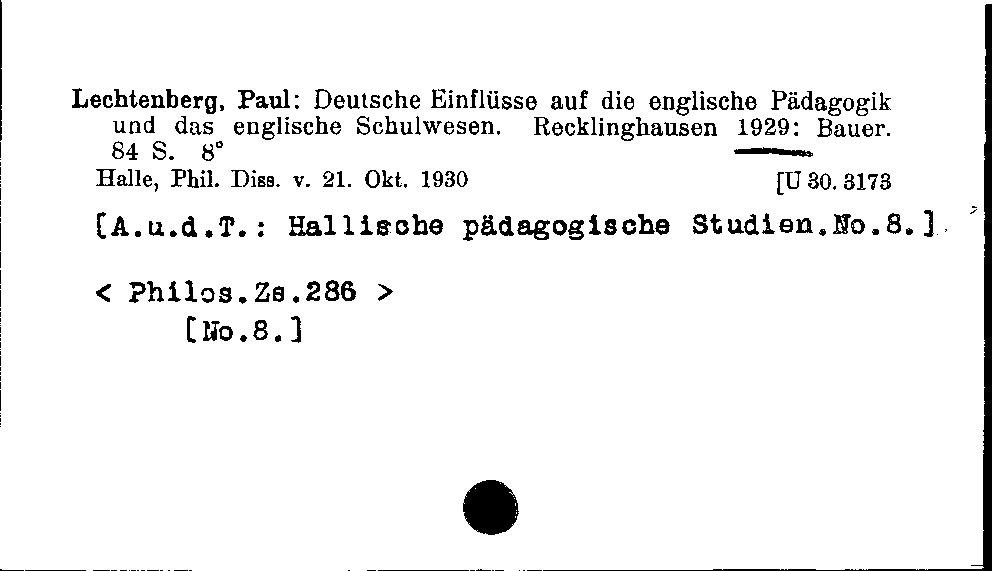 [Katalogkarte Dissertationenkatalog bis 1980]