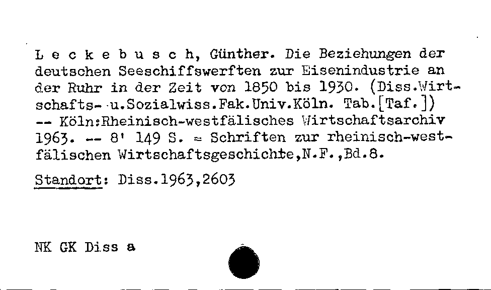 [Katalogkarte Dissertationenkatalog bis 1980]