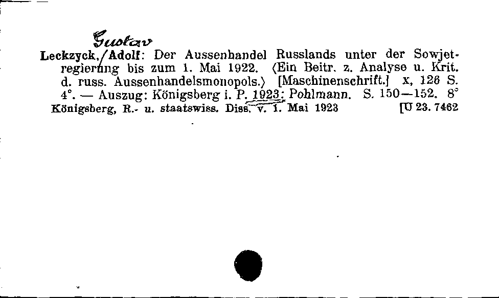 [Katalogkarte Dissertationenkatalog bis 1980]