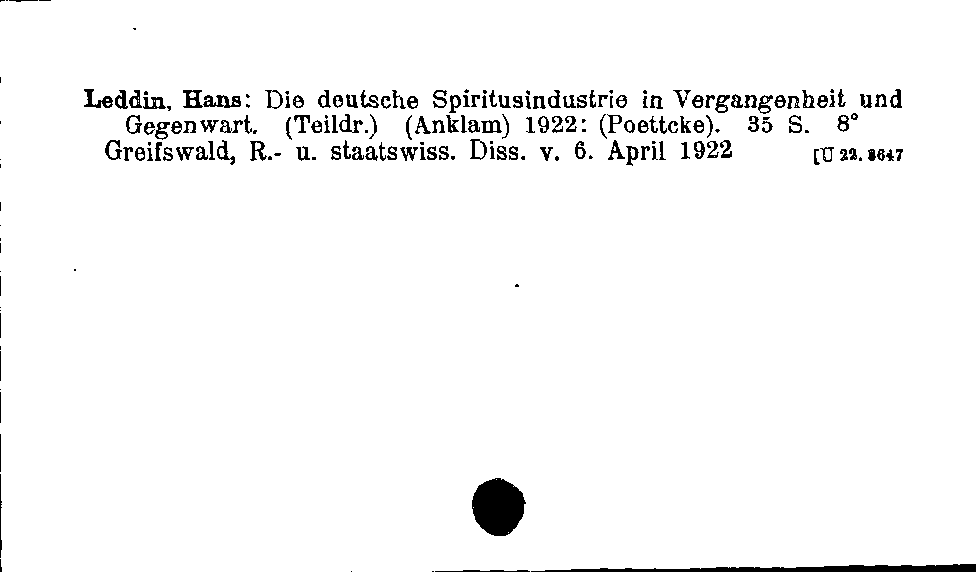 [Katalogkarte Dissertationenkatalog bis 1980]