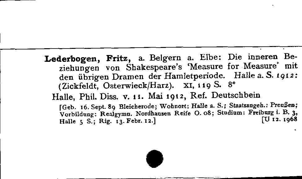 [Katalogkarte Dissertationenkatalog bis 1980]